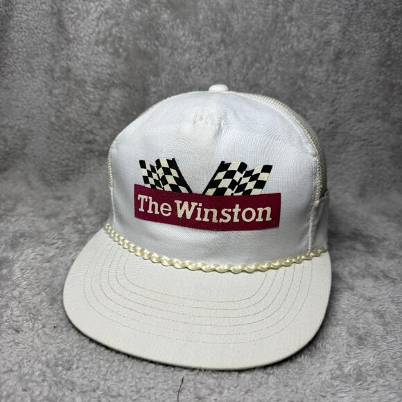 Vintage The Winston White Winston Cup Trucker Hat snapback Rope Cord Cap NASCAR - Picture 1 of 5